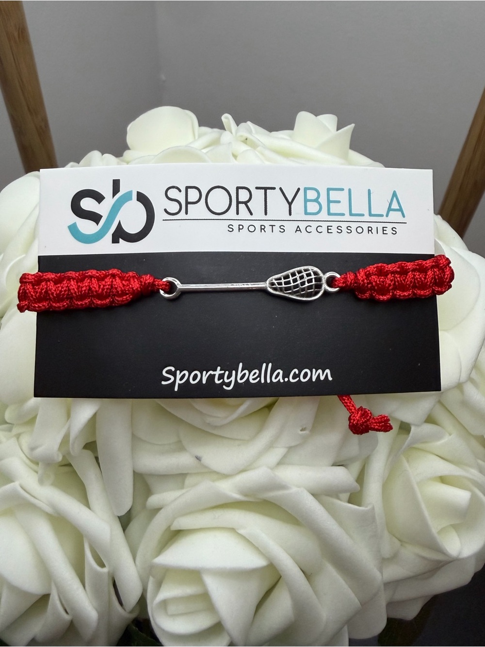 SportyBella Red Lacrosse Bracelet